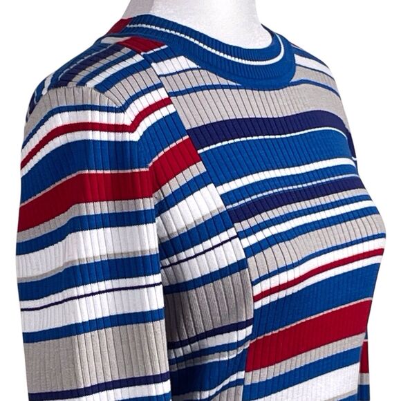 RAG & BONE Women’s Mason Crew Sweater Size Large Ribbed Striped Red Blue EUC - Picture 2 of 16